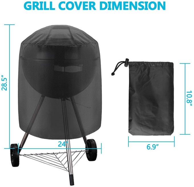 Linkstyle Round BBQ Cover, Kettle Grill Cover fit for Weber Charcoal Kettle Char-Broil, Waterproof Dome Smoker Cover, 24" D x 28.5" H - Image 2