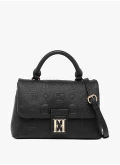 ELLE Women Monogram Embossed Satchel Bag with Top Handle and Detachable Strap  - Image 1