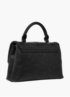 ELLE Women Monogram Embossed Satchel Bag with Top Handle and Detachable Strap  - Image 3