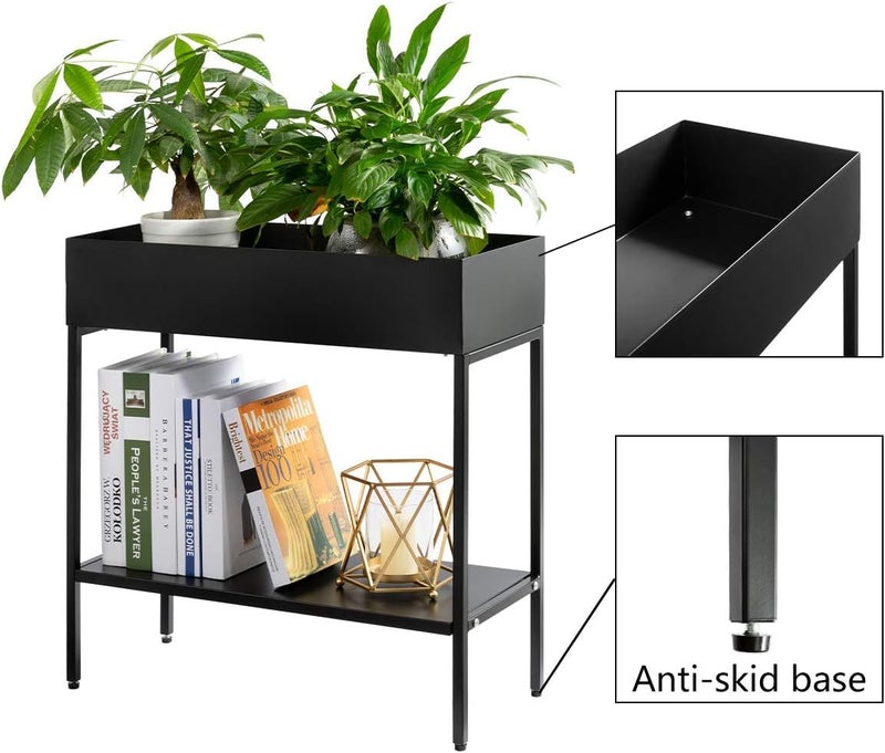 MILAD SAIFIX Metal Planter Box 2- Tier Elevated Outdoor Durable Raised Garden Planter For Herbs, Flowers & Vegetables - Stylish Plant Pots For Patio Decor & Backyard Gardening - Narrow Plant Stand - Image 2