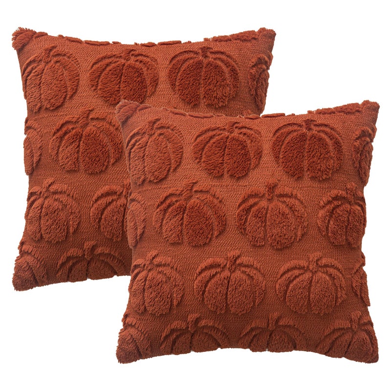 Cosibono Pumpkin Fall Decorative Covative Covers 20 "X20" مجموعة من 2 Caramel Soft Faux Fur Fur Covers for Autumn Harvest Fluffy Plush Pillow Cases for Farmhouse Halloween Decor - Image 5