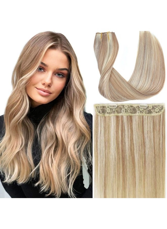 Ugrace Hair - Grace Hair Clip In Hair Extensions Real Human Hair Wire Hair Extensions One Piece Clip In Hair Extensions With Invisible Fish Line For Women Straight Hair(14 Inch Highlight Color P16/613) - Image 1