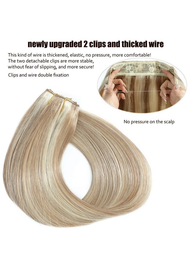 Ugrace Hair - Grace Hair Clip In Hair Extensions Real Human Hair Wire Hair Extensions One Piece Clip In Hair Extensions With Invisible Fish Line For Women Straight Hair(14 Inch Highlight Color P16/613) - Image 1