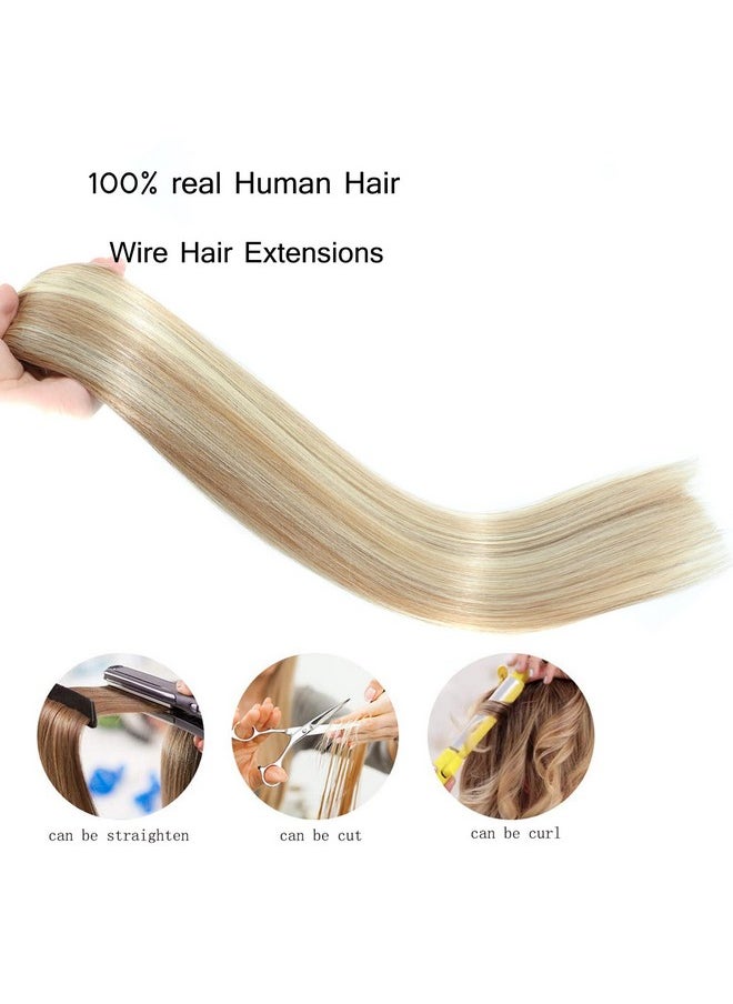 Ugrace Hair - Grace Hair Clip In Hair Extensions Real Human Hair Wire Hair Extensions One Piece Clip In Hair Extensions With Invisible Fish Line For Women Straight Hair(14 Inch Highlight Color P16/613) - Image 1
