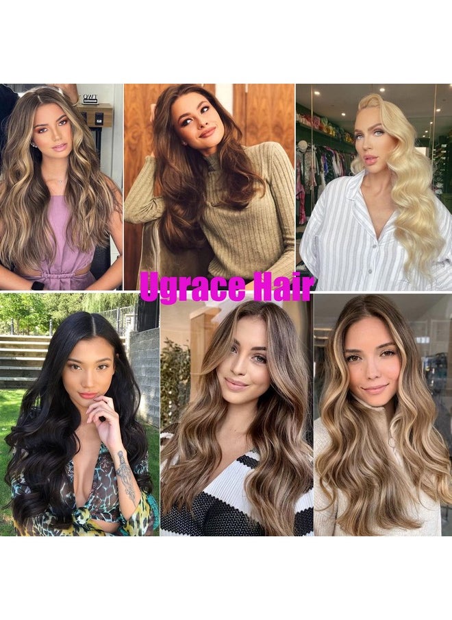 Ugrace Hair - Grace Hair Clip In Hair Extensions Real Human Hair Wire Hair Extensions One Piece Clip In Hair Extensions With Invisible Fish Line For Women Straight Hair(14 Inch Highlight Color P16/613) - Image 1