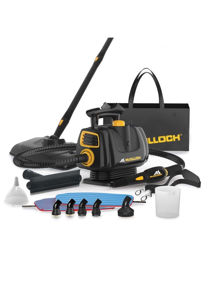 McCulloch MC1270 Portable Power Cleaner with Floor Mop, Variable Steaming, 16-Piece Accessory Set, All-Natural Chemical-Free Cleaning, Black - Image 1