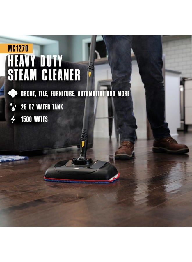 McCulloch MC1270 Portable Power Cleaner with Floor Mop, Variable Steaming, 16-Piece Accessory Set, All-Natural Chemical-Free Cleaning, Black - Image 2