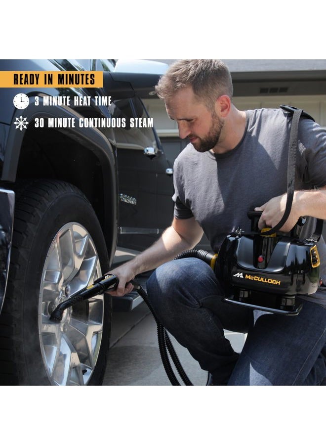McCulloch MC1270 Portable Power Cleaner with Floor Mop, Variable Steaming, 16-Piece Accessory Set, All-Natural Chemical-Free Cleaning, Black - Image 5