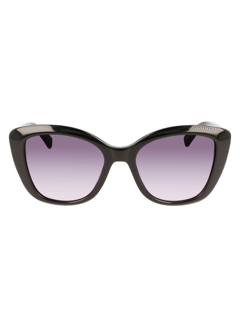 Longchamp نظارات شمسية نسائية بشكل فراشة مع حماية من الأشعة فوق البنفسجية LO714S-001-5419 - حجم العدسة: 54 - لون كريستال كونفيرس الأزرق - Image 1