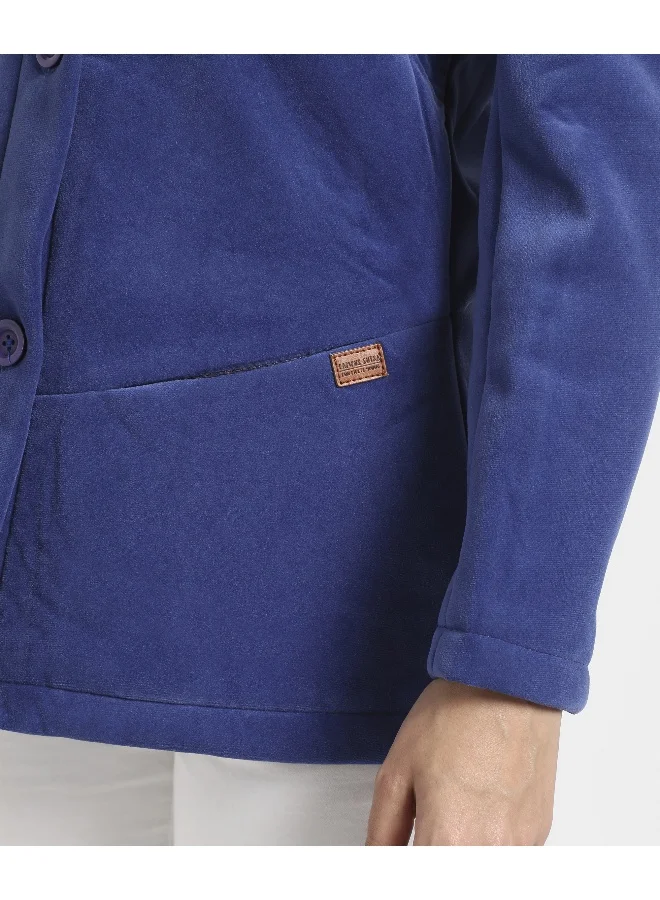 Women's Navy Blue & Olive Green Zip-Front Jacket With Quilted Details