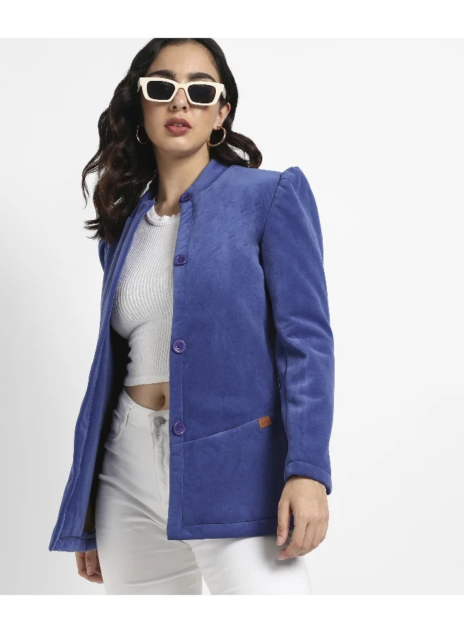 Pinacolada  Women's Navy Blue & Olive Green Zip-Front Jacket With Quilted Details  | Best Price UAE