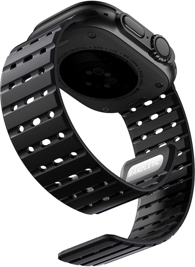 ملائكي  شريط مغناطيسي متوافق مع حزام Apple Watch - 46 مم 45 مم 44 مم 49 مم، حزام رياضي من السيليكون الناعم والمتخنط لـ Apple Watch Ultra 2/SE/iWatch Series 11 10 9 8 7 6 5 4 3 2 1 Ultra للرجال والنساء - Image 1