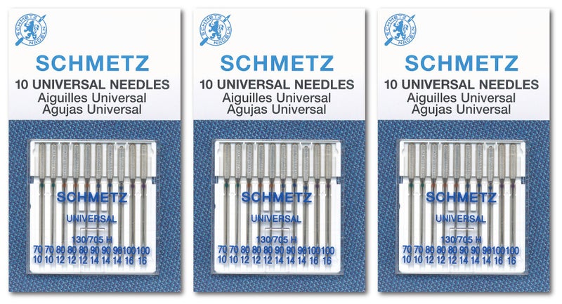 SCHMETZ Universal Sewing Machine Needles, Three 10-Pack Assortment, 30 Needles, 70/10, 80/12, 90/14, 100/16 - Image 1