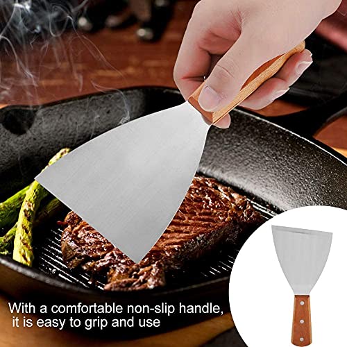 Baskety Flat Spatula Griddle Spatula Metal Spatula Set Griddle Spatula Scraper Grill Spatula Scraper Slant Edge Grill Scraper for Teppanyaki BBQ Grill Griddle Scraper Barbecue Supplies Stainless Steel - Image 5