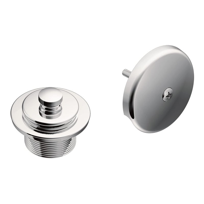 Moen Chrome PushNLock Metal Tub and Shower Drain Kit and Overflow Cover with 112 Inch Threads T90331