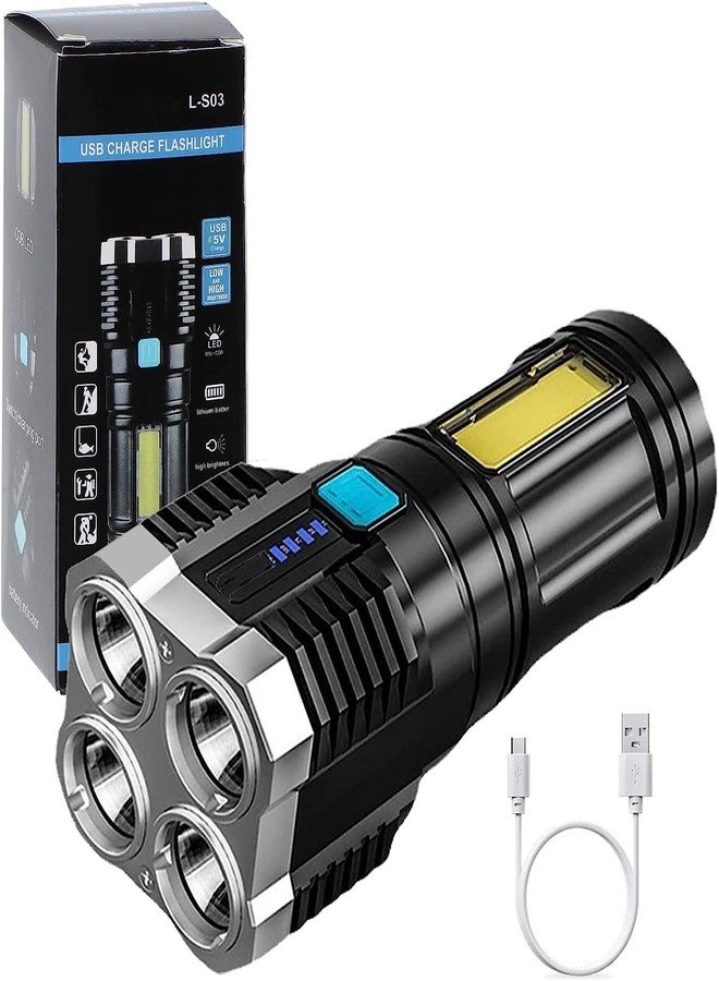 AANTAR Rechargeable Flashlight, Super Bright LED, 4 Modes, Waterproof, Black - Image 1