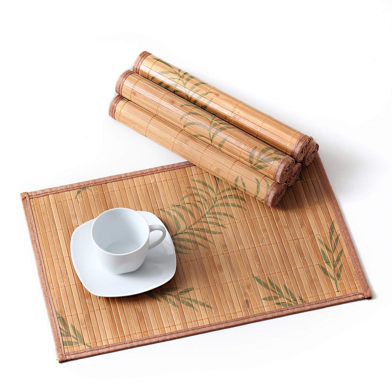 LOVECASA Bamboo Placemat 6 Pcs Washable Placemats NonSlip Heat Resistant Table Mat