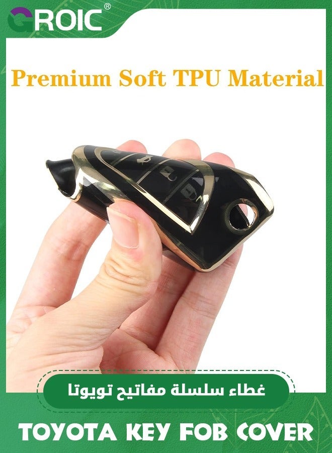 GROIC For Toyota Key Fob Cover with Keychain, Soft TPU 4 Button Car Shell Case for Avalon Camry Corolla Fortuner Highlander Levin Rav4 Sequoia Sienna Tacoma Tundra Yaris, Holder - Image 5