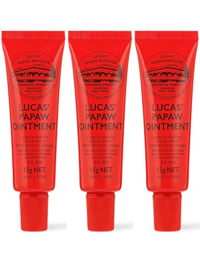 لوكاس باباو مرهم لوكاس باباو - 3 أنابيب، كل أنبوب 15 غرام، مع أداة تطبيق للشفاه - متعدد الأغراض لتسكين البشرة - صنع في أستراليا - Image 1