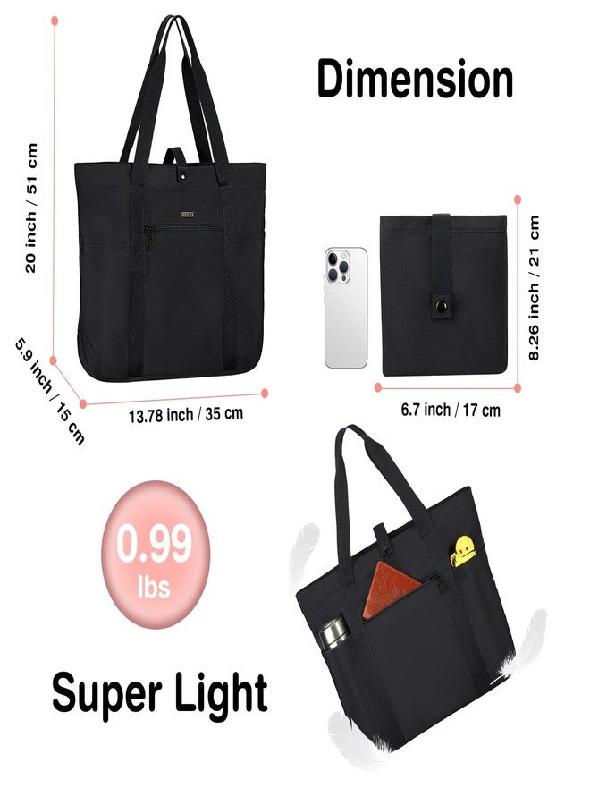 Voova Tote Bag for Women, Large Capacity Tote Bag with Zipper, Foldable Shoulder Bag Handbag for Work,Travel,Shopping, Beach, Black - Image 3