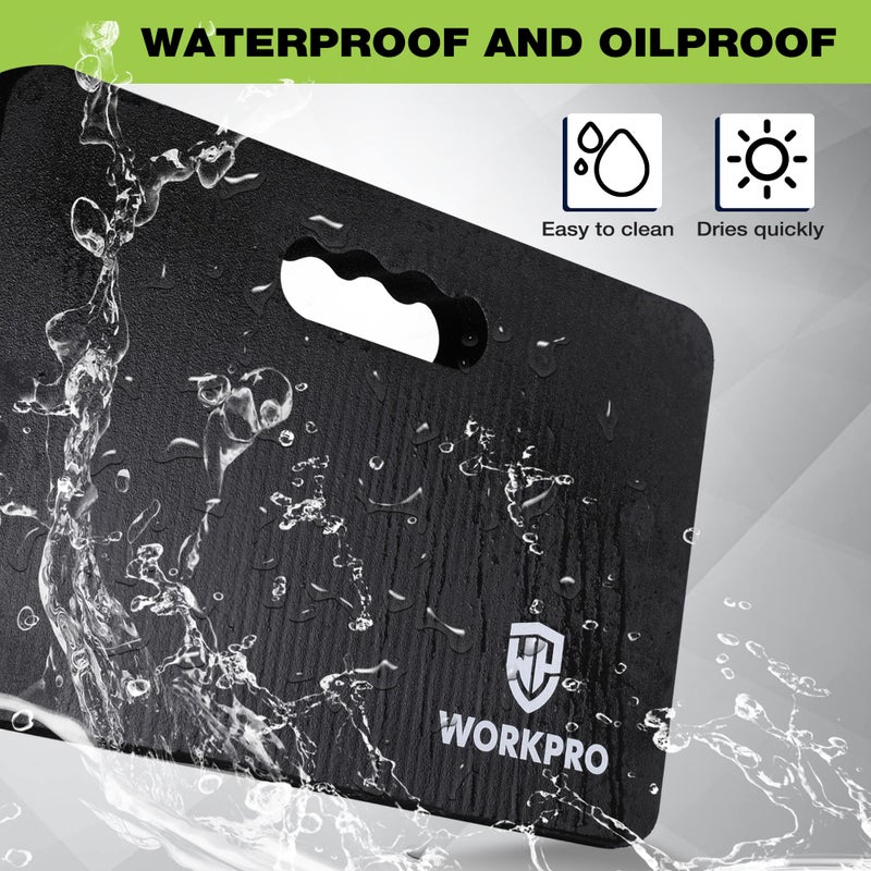 WORKPRO وسادة ركوع سميكة إضافية من WORKPRO، عبوة 2، وسادة رغوة ناعمة للركبة، سجادة ركوع كبيرة للحدائق، استحمام الأطفال، مستلزمات التمارين، 17.5 × 11 × 1.5 بوصة، سوداء - Image 5