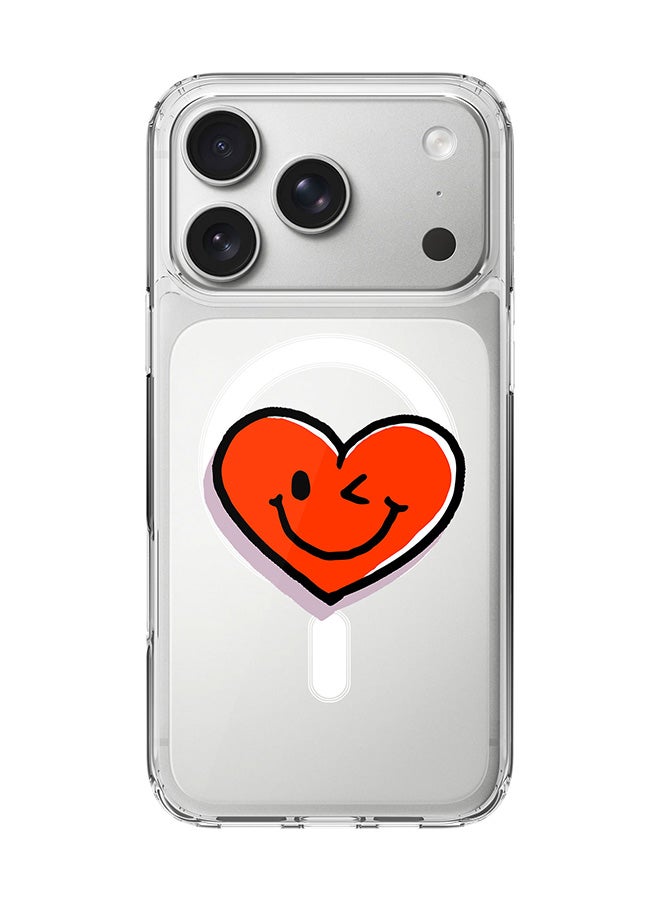 Stylizedd Classic Clear MagSafe Case for iPhone 17 Pro , Hybrid Soft Case Flexible Edges Anti Drop TPU PC Gel Thin Transparent Cover [ Designed for iPhone 17 Pro ] - Winking Heart