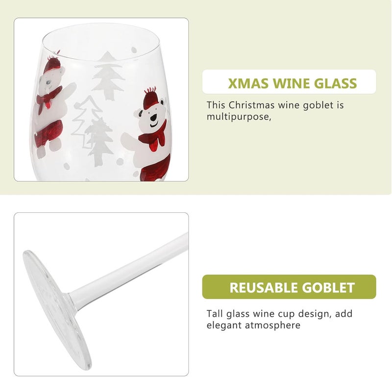 Hand-painted Glass Wine Goblet Small Bear Design Reusable Beverage Cup Colored Stemware for Christmas Party Home Use - Image 2