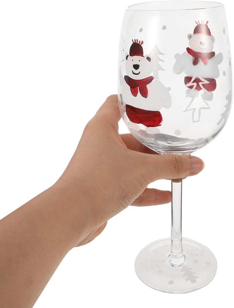 Hand-painted Glass Wine Goblet Small Bear Design Reusable Beverage Cup Colored Stemware for Christmas Party Home Use - Image 3