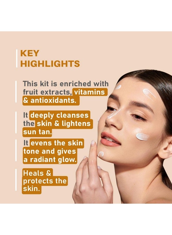 Glamveda Anti Tan Brightening Facial Kit | 6 Steps Facial | Removes Sun Tan & Dark Spots | Detans Skin For Instant Glow | For All Skin Types | 40Gm - Image 3