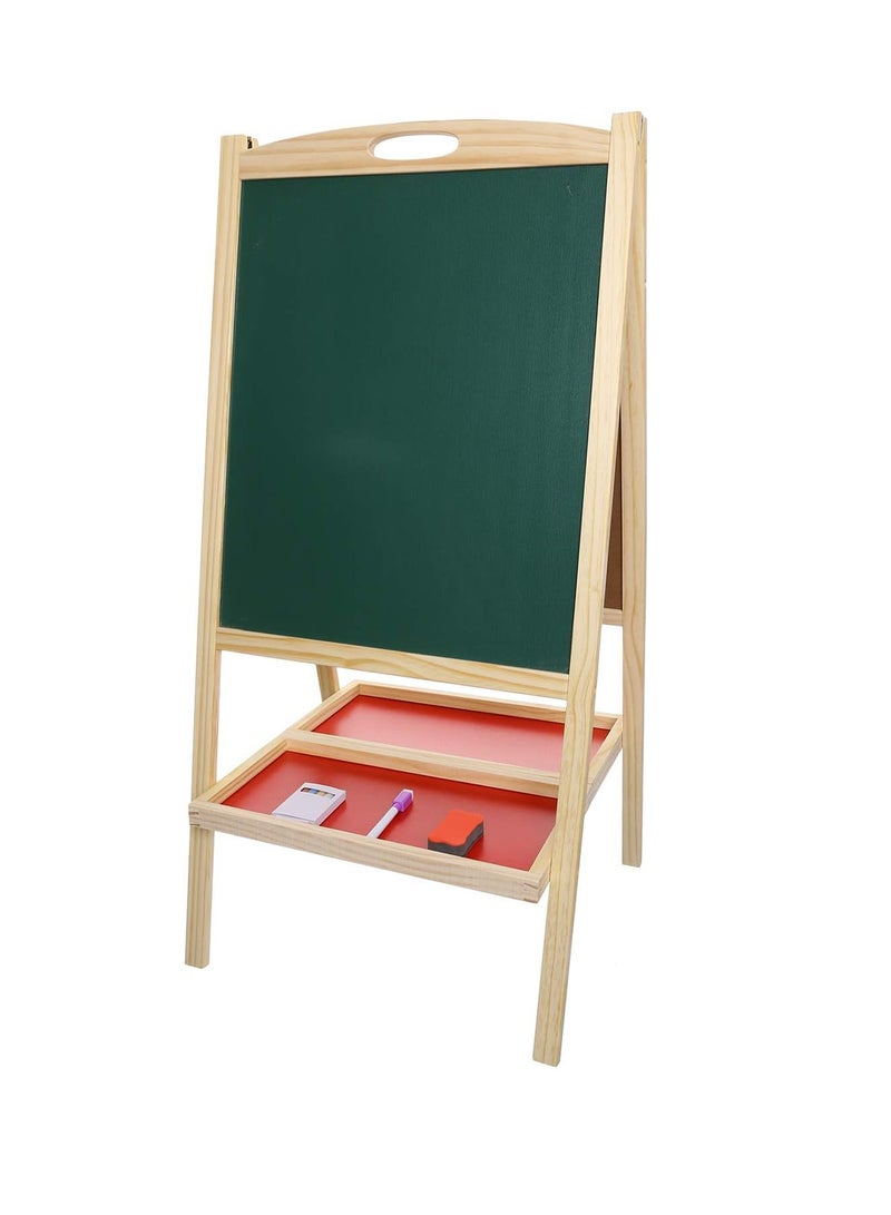 Factory Price Two Sided Wooden Magnetic Easel Board With Drawing Accessories & Abacus - Image 2