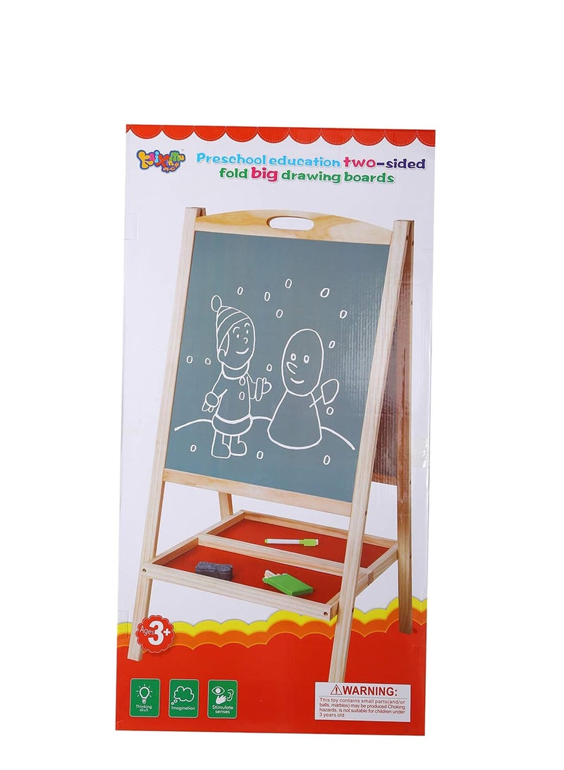 Factory Price Two Sided Wooden Magnetic Easel Board With Drawing Accessories & Abacus - Image 5