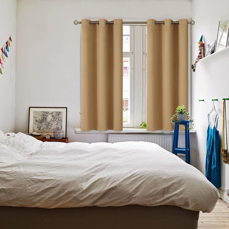 BGment Blackout Curtains for Bedroom - Grommet Thermal Insulated Room Darkening Curtains for Living Room, Set of 2 Panels (38 x 45 Inch, Khaki) - Image 2