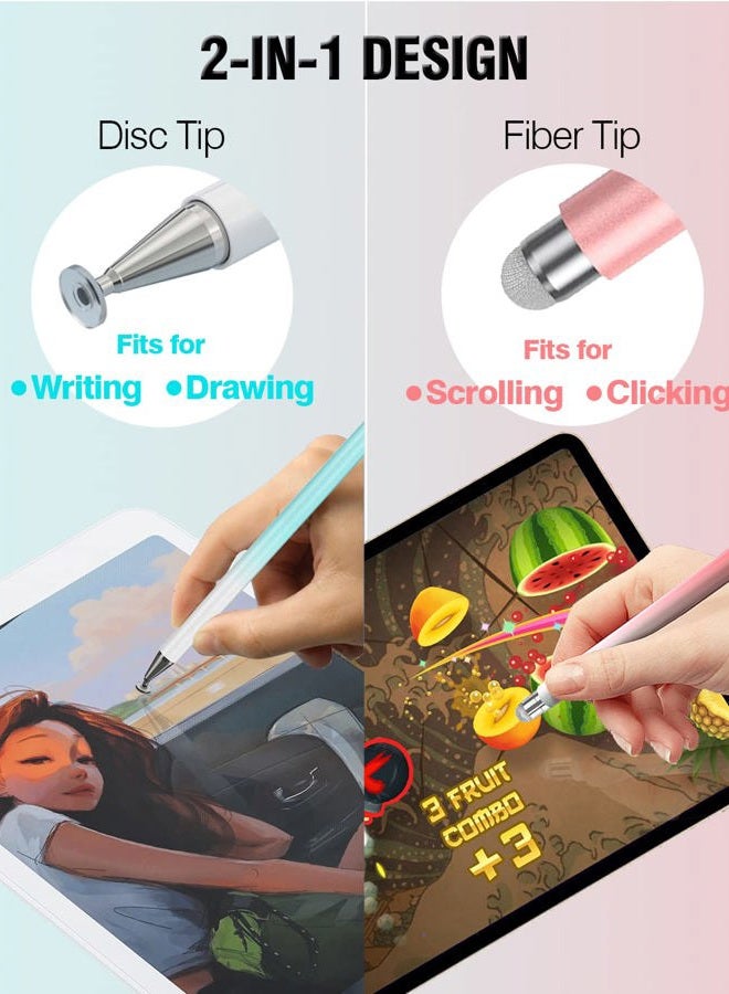 AmberVec Stylus Pen for Touchscreen, 2 in 1 Stylists Pens Compatible with All Touch Screens Devices, Tablets, iPhone, iPad, Android, Computer, Laptop, Fine Disc Tip Drawing Styluses [8 Pack] - Image 3