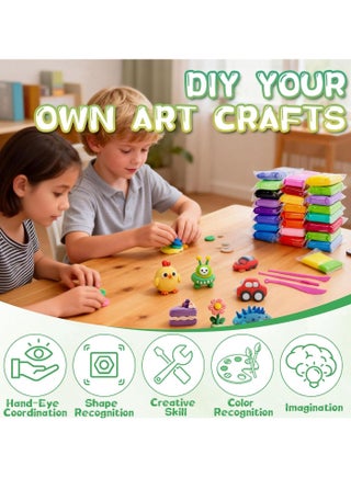 Air Dry Clay - 24 Colors Modeling Clay Set with 3 Sculpting Tools for Kids, Non-Toxic Soft DIY Craft Clay Kit for Children, Educational Plasticine Dough for Arts Crafts, School Projects, Creative Learning Toys for Boys & Girls - view 5