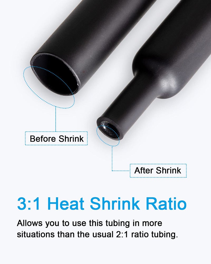 MILAPEAK 270 PCS Heat Shrink Tubing Kit - 3:1 Ratio Adhesive Lined, Marine Grade Shrink Wrap - Automotive Industrial Heat-Shrink Tubing - Black, Red - Image 2