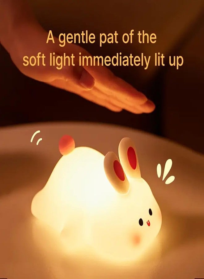 GITGRNTH Bunny Night Light for Kids Room, Rabbit Night Light, Tap and Touch Color Changing Cute Night Lights Lamp, Rechargeable Silicone Cute Nursery Lamp(Big Face Rabbit, Regular) - Image 3