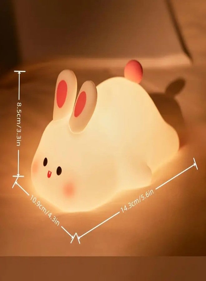 GITGRNTH Bunny Night Light for Kids Room, Rabbit Night Light, Tap and Touch Color Changing Cute Night Lights Lamp, Rechargeable Silicone Cute Nursery Lamp(Big Face Rabbit, Regular) - Image 2