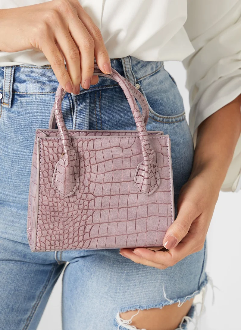 Ginger Textured Croc Effect Mini Tote Bag