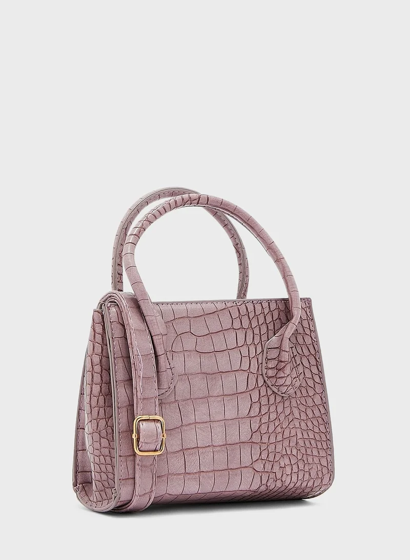Ginger Textured Croc Effect Mini Tote Bag