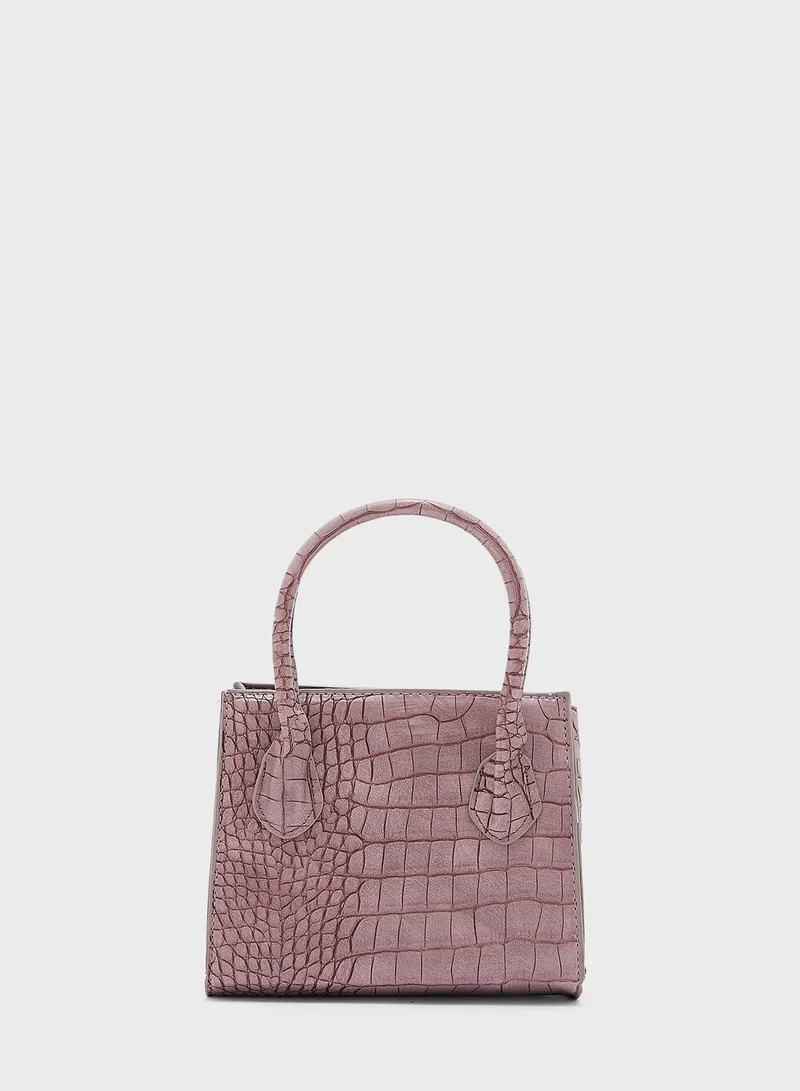 Ginger Textured Croc Effect Mini Tote Bag