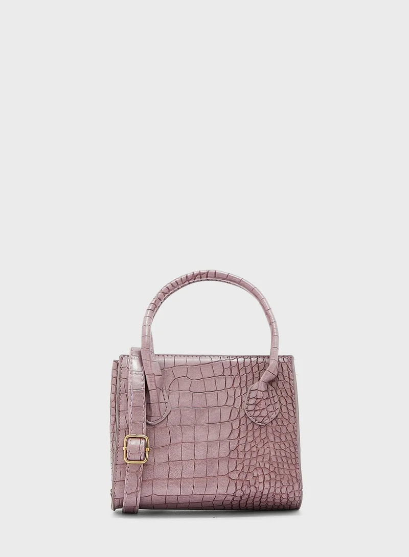 Ginger Textured Croc Effect Mini Tote Bag
