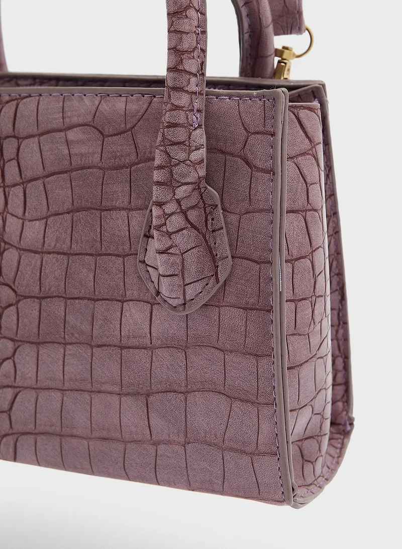 Ginger Textured Croc Effect Mini Tote Bag
