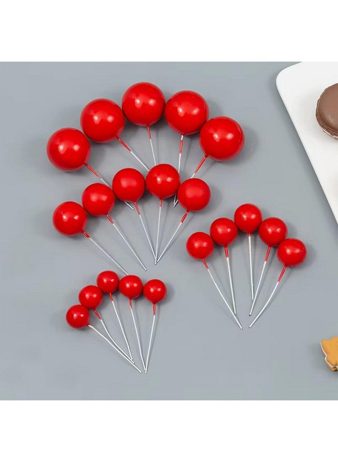 Ascension Mini Balloon Cake Toppers Round Red Ball Cupcake Toppers Cake Decorations for Birthday Wedding Christmas Decoration Items Christmas Faux Ball Birthday Decoration (Pack of 20) - Image 2