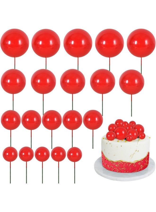 Ascension Mini Balloon Cake Toppers Round Red Ball Cupcake Toppers Cake Decorations for Birthday Wedding Christmas Decoration Items Christmas Faux Ball Birthday Decoration (Pack of 20) - Image 1