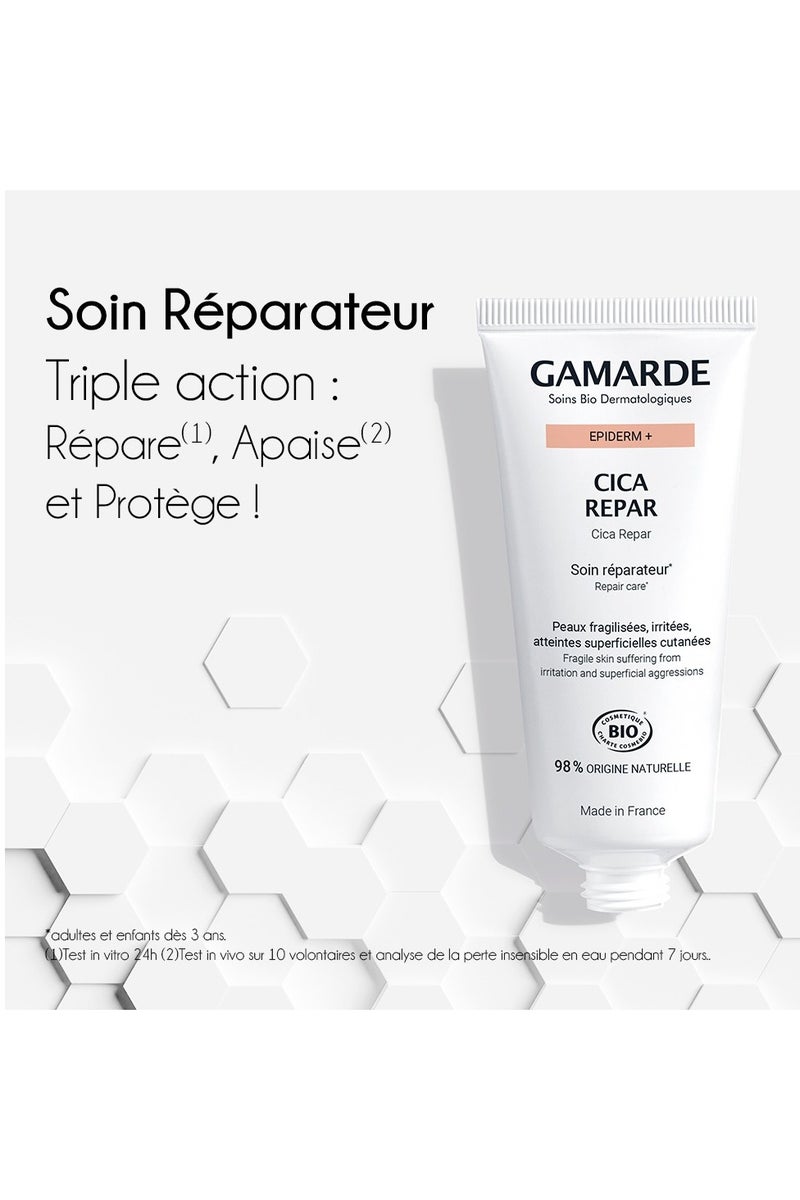 gamarde Cica Repair Cream 40ml – Certified Organic Skin Recovery Cream with Centella Asiatica & Organic Carob Seeds – Promotes Natural Repair, Strengthens Skin Barrier, Soothes Irritation – For Face & Body, Adults & Kids 3+ – Vegan - Image 2