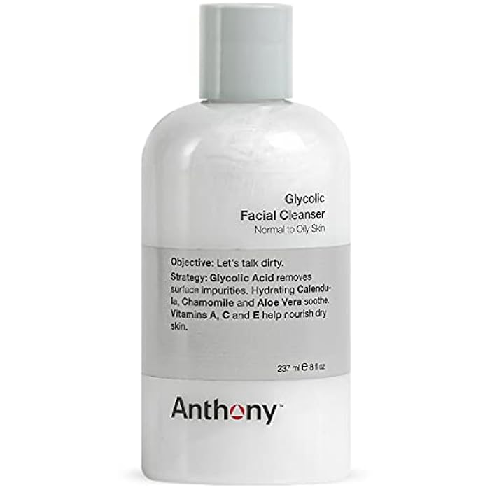 Anthony Glycolic Facial Cleanser for Men, Daily Exfoliating & Hydrating Face Wash, Shave Prep, Non-Foaming, Deep Cleansing, Gentle on Sensitive Skin, Removes Dirt & Oil, Smooths Texture, 8 Fl Oz - Image 1