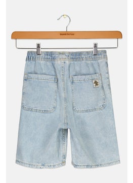 Lefties Kids Boy Washed Denim Shorts, Blue  - Image 2