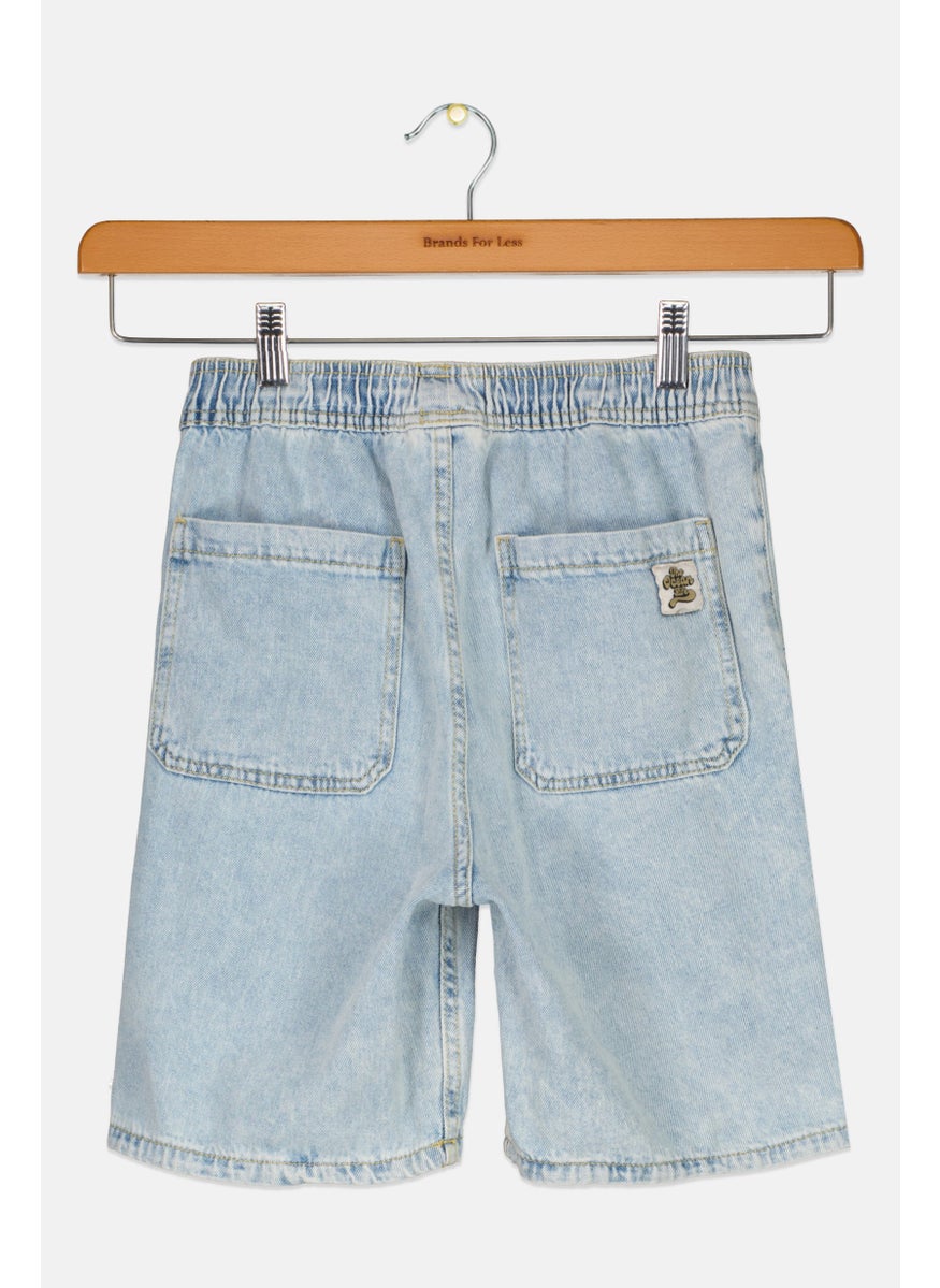 Lefties Kids Boy Washed Denim Shorts, Blue  - Image 2