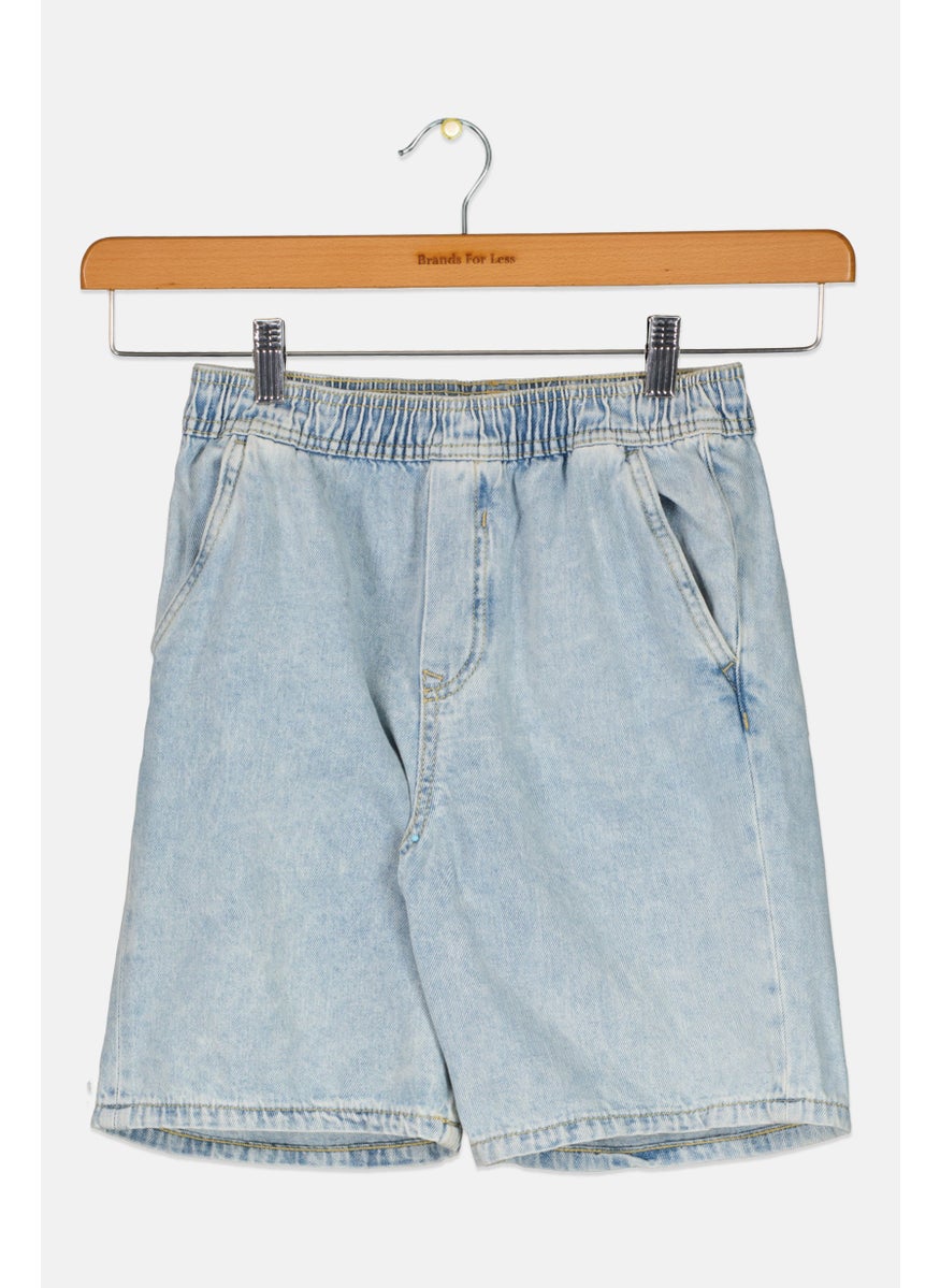 Lefties Kids Boy Washed Denim Shorts, Blue  - Image 1