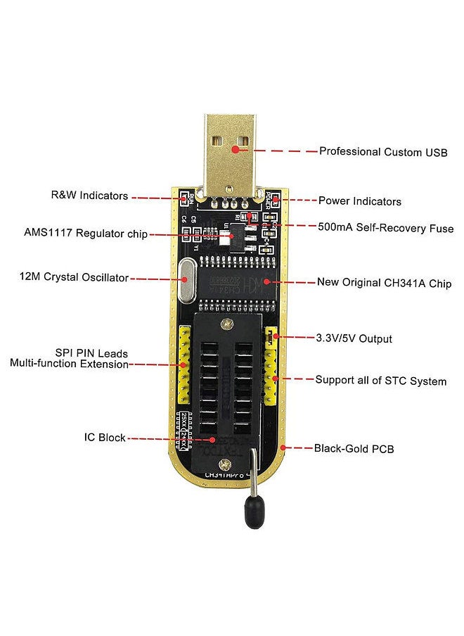 Generic - CH341A USB Programmer EEPROM BIOS Flasher Programmable Logic Circuits with SOP8 Flash Clip Suitable for 24/25 Series Chip - Image 1
